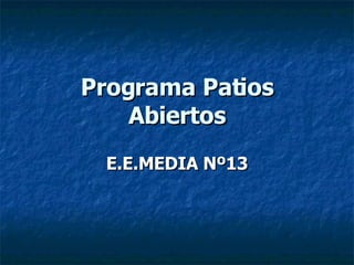 Programa Patios Abiertos E.E.MEDIA Nº13 