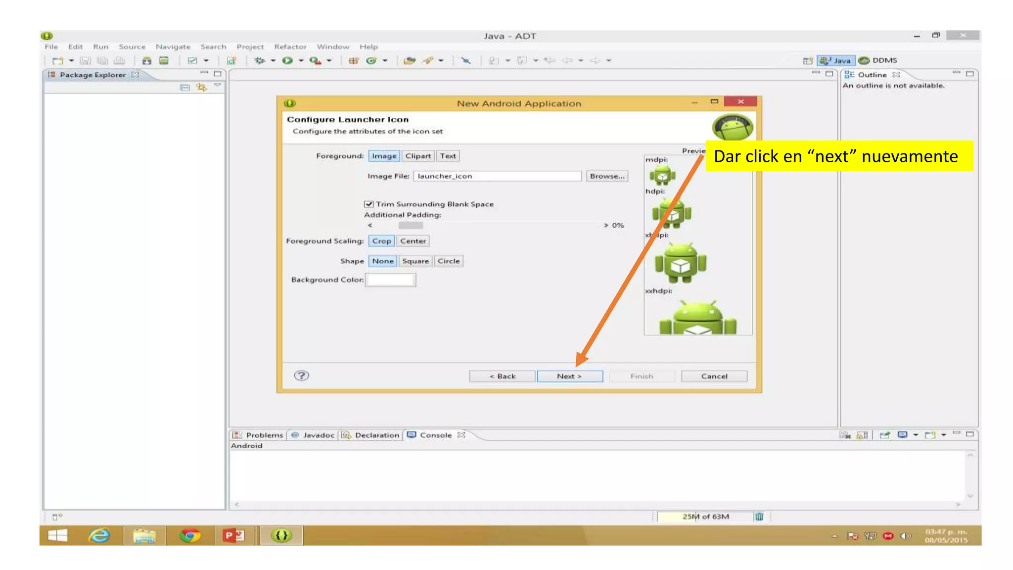Dar click en “next” nuevamente