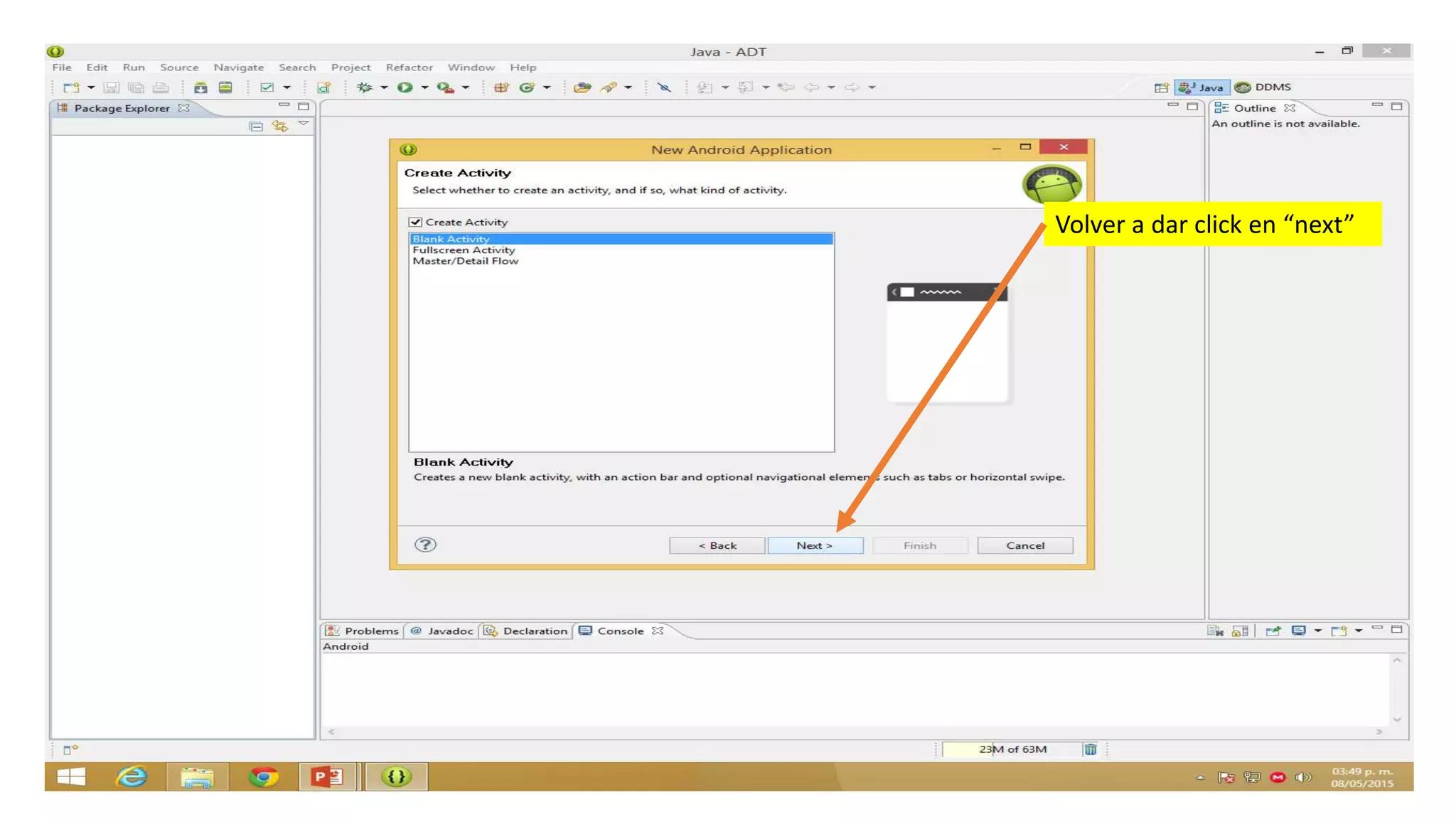 Volver a dar click en “next”