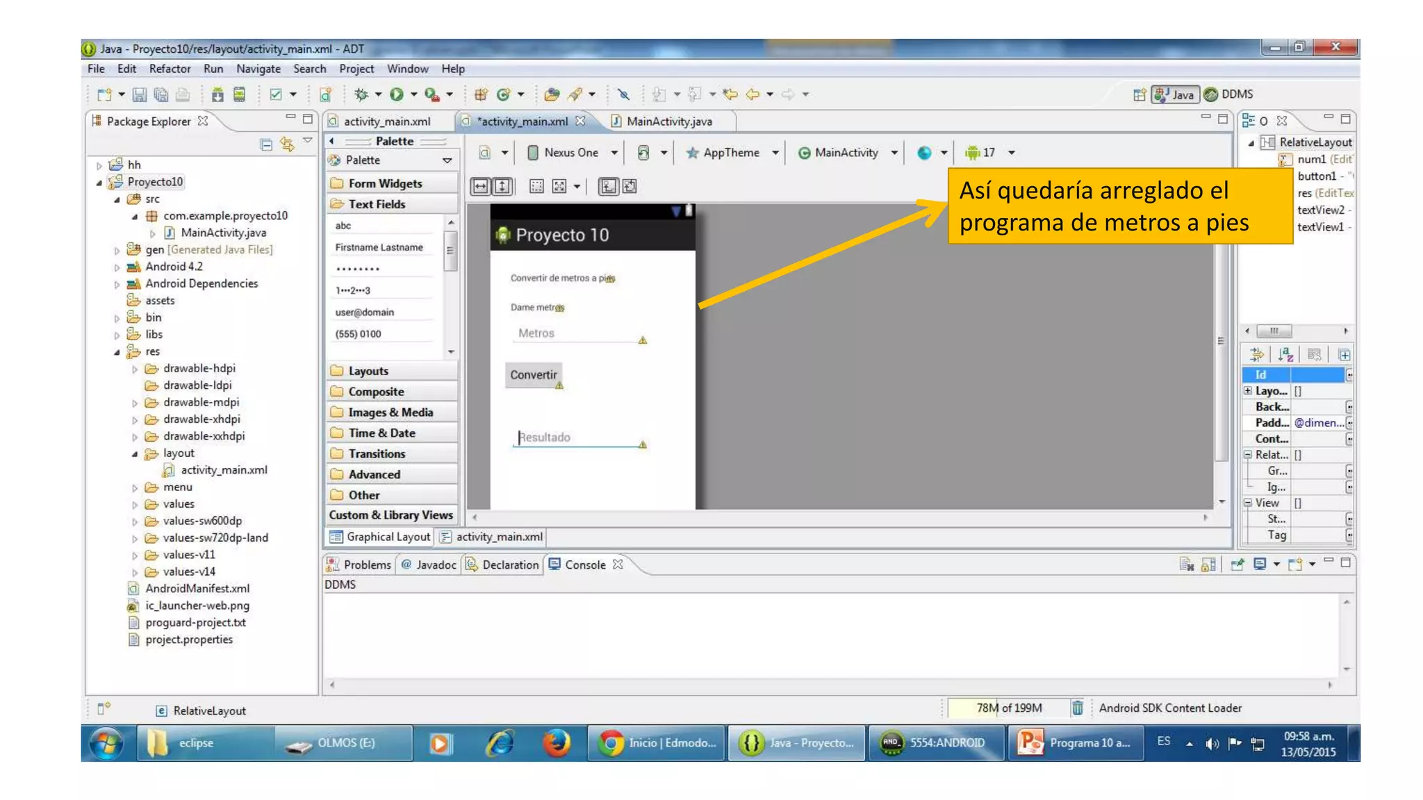 Así quedaría arreglado el
programa de metros a pies