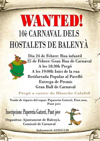 Programa 10è carnaval balenyà 2012