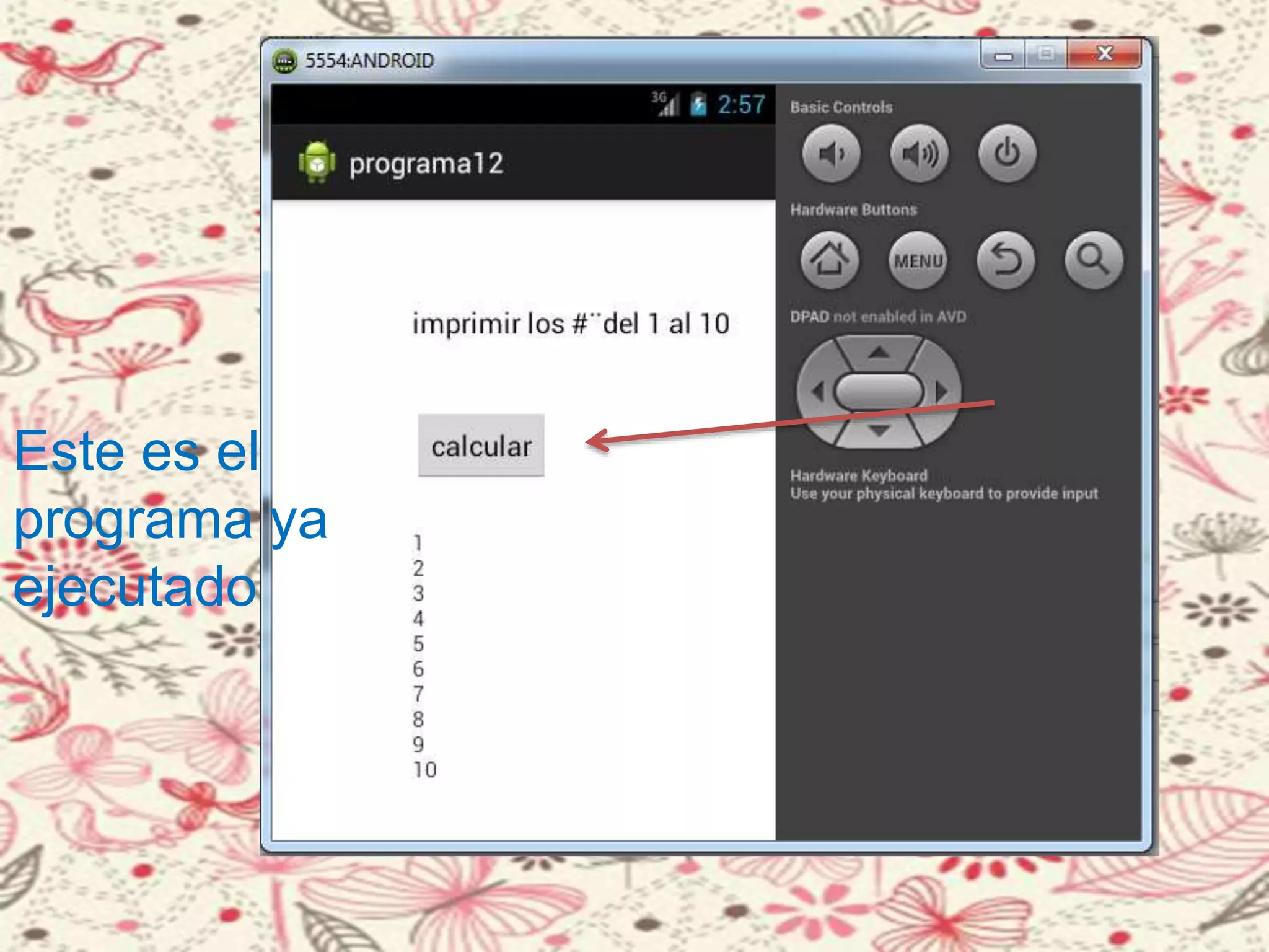 Este es el
programa ya
ejecutado
 