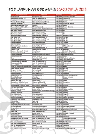COLABORADORAS/ES CAZORLA 2014 
e a  q  
 