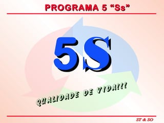 PROGRAMA 5 “Ss”PROGRAMA 5 “Ss”
55SS
QUALIDADE DE VIDA!!!
QUALIDADE DE VIDA!!!
 