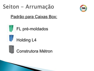 Padrão para Caixas Box:
FL pré-moldados
Holding L4
Construtora Métron
 