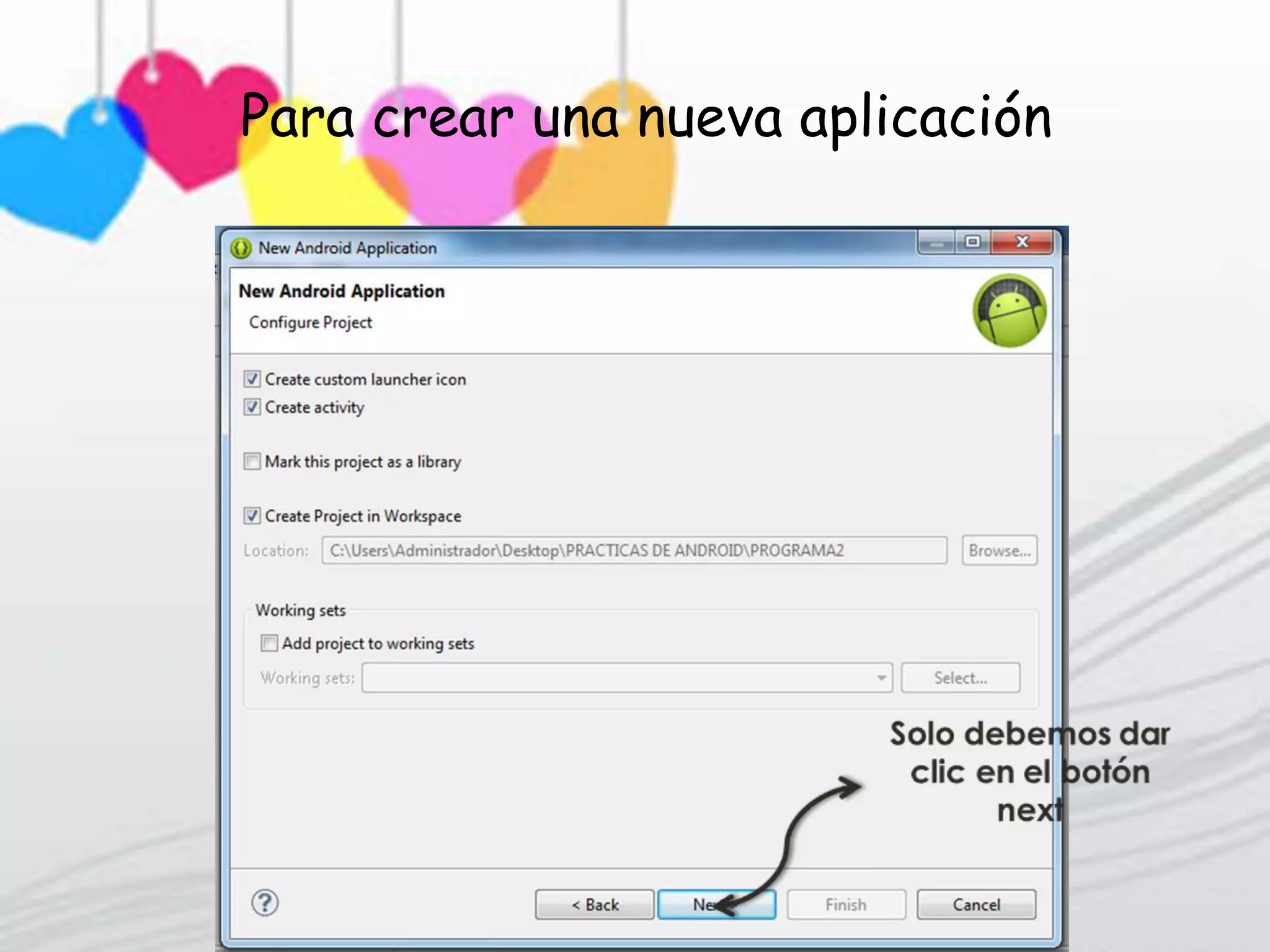 Para crear una nueva aplicación