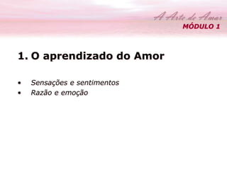 MÓDULO 1 
1. O aprendizado do Amor 
• Sensações e sentimentos 
• Razão e emoção 
 