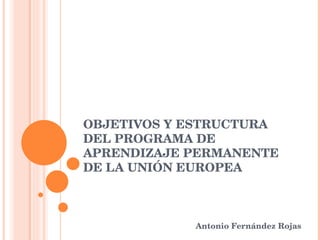 OBJETIVOS Y ESTRUCTURA DEL PROGRAMA DE APRENDIZAJE PERMANENTE DE LA UNIÓN EUROPEA Antonio Fernández Rojas 