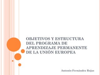 OBJETIVOS Y ESTRUCTURA
DEL PROGRAMA DE
APRENDIZAJE PERMANENTE
DE LA UNIÓN EUROPEA



            Antonio Fernández Rojas
 