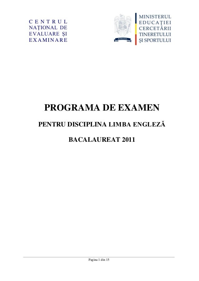 Programa Bac 2011 C Limba Engleza