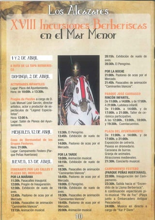 Programa berberiscos Los Alcázares 2017