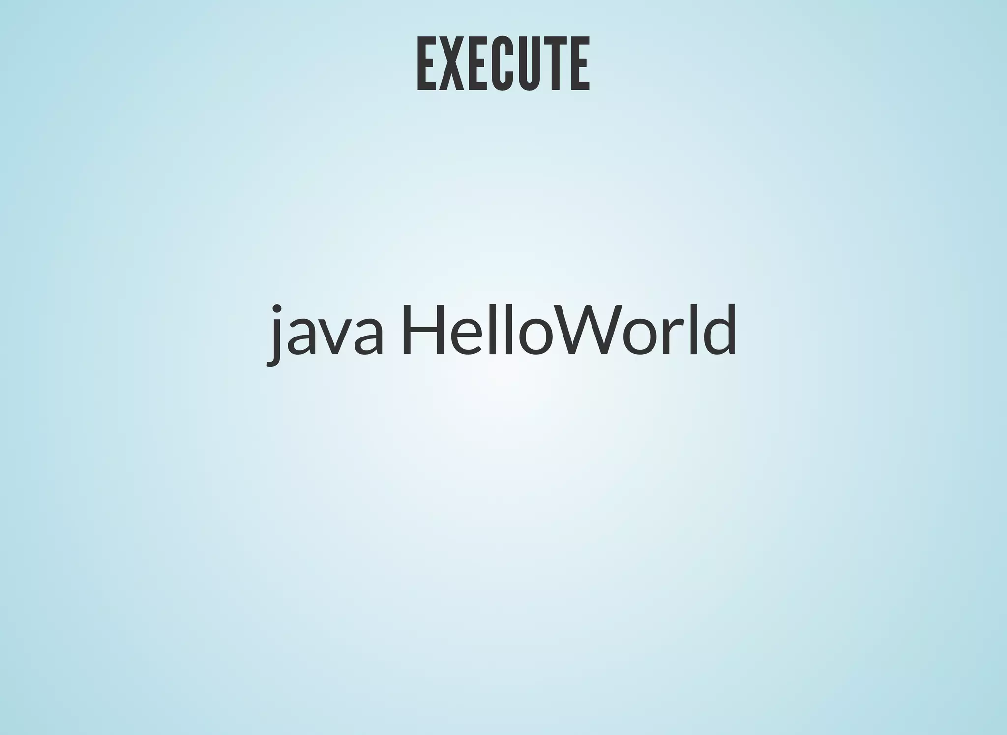EXECUTE
EXECUTE
java HelloWorld
 