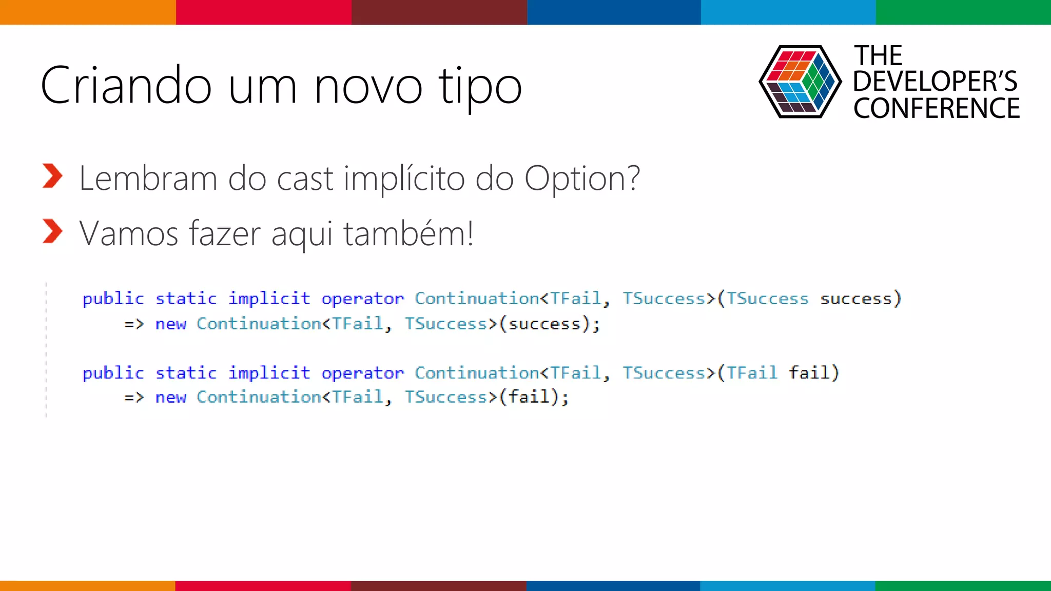 Globalcode – Open4education
Lembram do cast implícito do Option?
Vamos fazer aqui também!
Criando um novo tipo
 