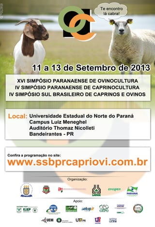 Programacao XVI Simpósio de Ovinocultura em Bandeirantes/PR