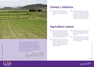 Comerç i indústria
                                                                                               60.   Impulsar plans d’acció que ajudin a               61.   Promocionar i donar suport a les inicia-
                                                                                                     consolidar la xarxa comercial urbana i al               tives comercials i industrials innovadores
                                                                                                     manteniment del model mediterrani de                    que mantenen les tradicions i els produc-
                                                                                                     ciutat.                                                 tes autòctons. Crear consorcis d’exporta-
                                                                                                                                                             ció per abaratir costos a empreses que per
                                                                                                                                                             si mateixes no tindrien l’oportunitat de
                                                                                                                                                             posicionar-se en mercats internacionals.




                                                                                               Agricultura i pesca
                                                                                               62.   Potenciar l’activitat agrícola i ramadera         64.   Adoptar mesures efectives per tal de libe-
                                                                                                     tant a nivell d’infraestructures com en la              ralitzar el subministrament de combus-
                                                                                                     seva gestió mediambiental. Racionalitzar                tible a la flota d’embarcacions de pesca
                                                                                                     el sistema tarifari elèctric dins l’àmbit agrí-         professionals.
                                                                                                     cola i ramader, perquè s’ajusti a la realitat
                                                                                                     de l’ús que en fan les explotacions.              65.   Garantir la seguretat jurídica de les convo-
                                                                                                                                                             catòries de subvencions que es tramiten i
                                                                                               63.   Proposar un gran pacte -en el termini                   s’aproven però que sovint no es paguen
                                                                                                     d’un any- per decidir quin serà el compro-              per manca de recursos.
                                                                                                     mís real de l’administració amb el sector
                                            Potenciar l’activitat agrícola i ramadera




                                                                                                                                                                                                             100 punts per guanyar el futur + 1 compromís
                                                                                                     pesquer i quines inversions cal fer per
                                            tant a nivell d’infraestructures com en la               mantenir l’activitat pesquera en condici-
 Lliga Regionalista de les Illes Balears.




                                            seva gestió mediambiental. Racionalitzar el              ons de sostenibilitat.

                                            sistema tarifari elèctric dins l’àmbit agrícola
                                            i ramader, perquè s’ajusti a la realitat de l’ús
                                            que en fan les explotacions.
16.




                                                                                                                                                                                                            17.
 