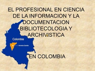 EL PROFESIONAL EN CIENCIA DE LA INFORMACION Y LA DOCUMENTACION BIBLIOTECOLOGIA Y ARCHIVISTICA EN COLOMBIA 1 