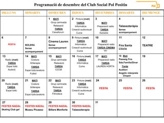 Programació de desembre del Club Social Pol Positiu 