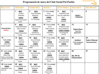 Programació de març del Club Social Pol Positiu 