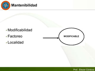 Prof. Eliezer Córdova
Mantenibilidad
Modificabilidad
Factoreo
Localidad
 