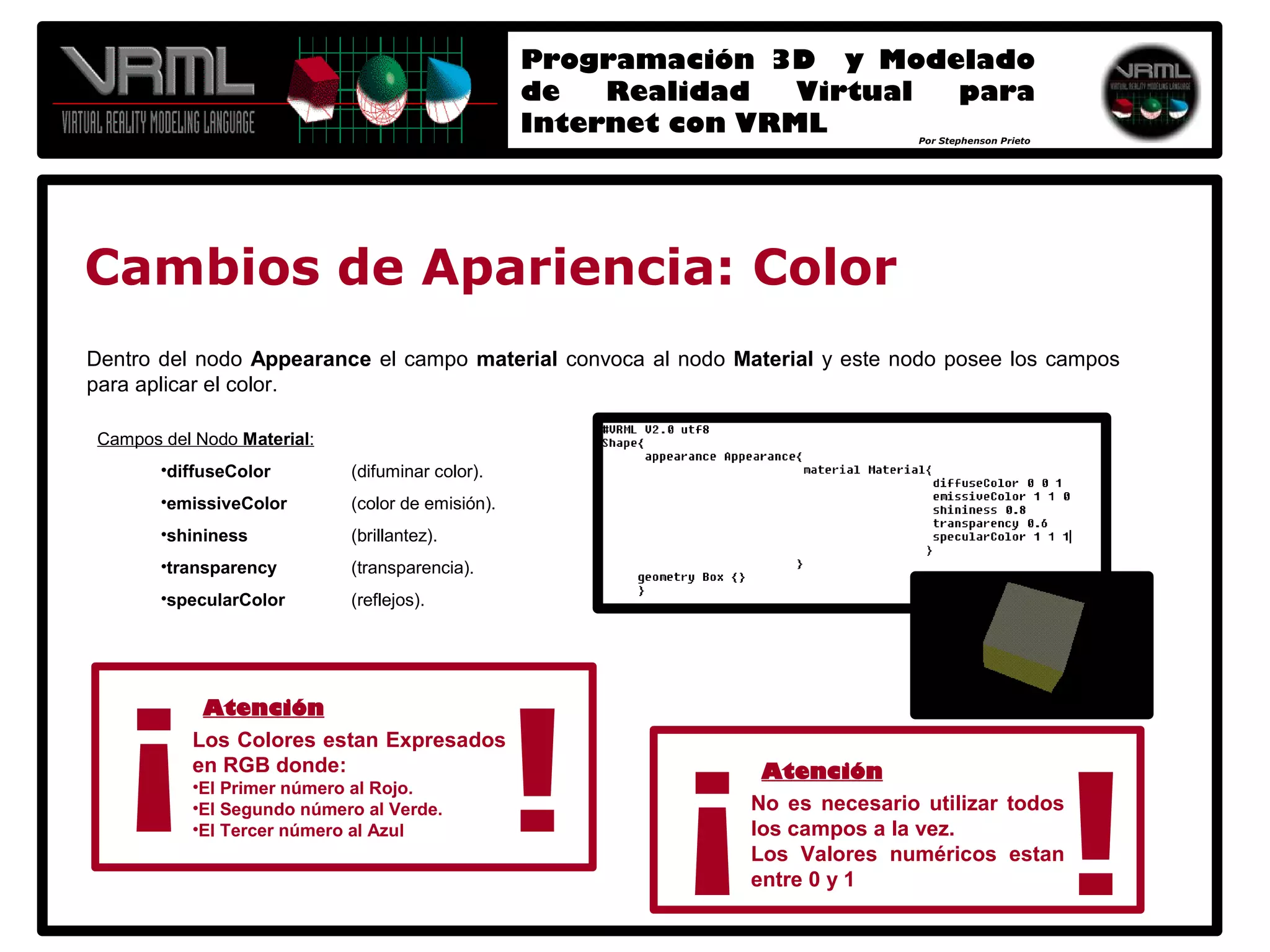 Programación 3D y Modelado de Realidad Virtual para Internet con VRML 2.0
