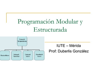Programación Modular y Estructurada IUTE – Mérida Prof: Duberlis González 