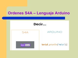 Ordenes S4A – Lenguaje Arduino
 