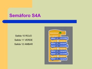 Semáforo S4A
Salida 10 ROJO
Salida 11 VERDE
Salida 12 AMBAR
 