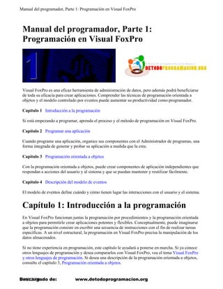 PROGRAMAR EN VISUAL FOXPRO 9, ESPAÑOL REV | PDF