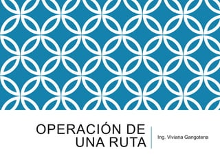 OPERACIÓN DE
UNA RUTA
Ing. Viviana Gangotena
 
