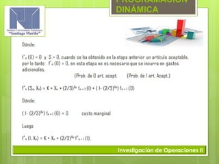 PROGRAMACIÓN
DINÁMICA
Investigación de Operaciones II
 