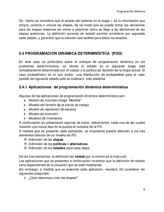 La Programación Dinámica Aplicada A Problemas De Redes
