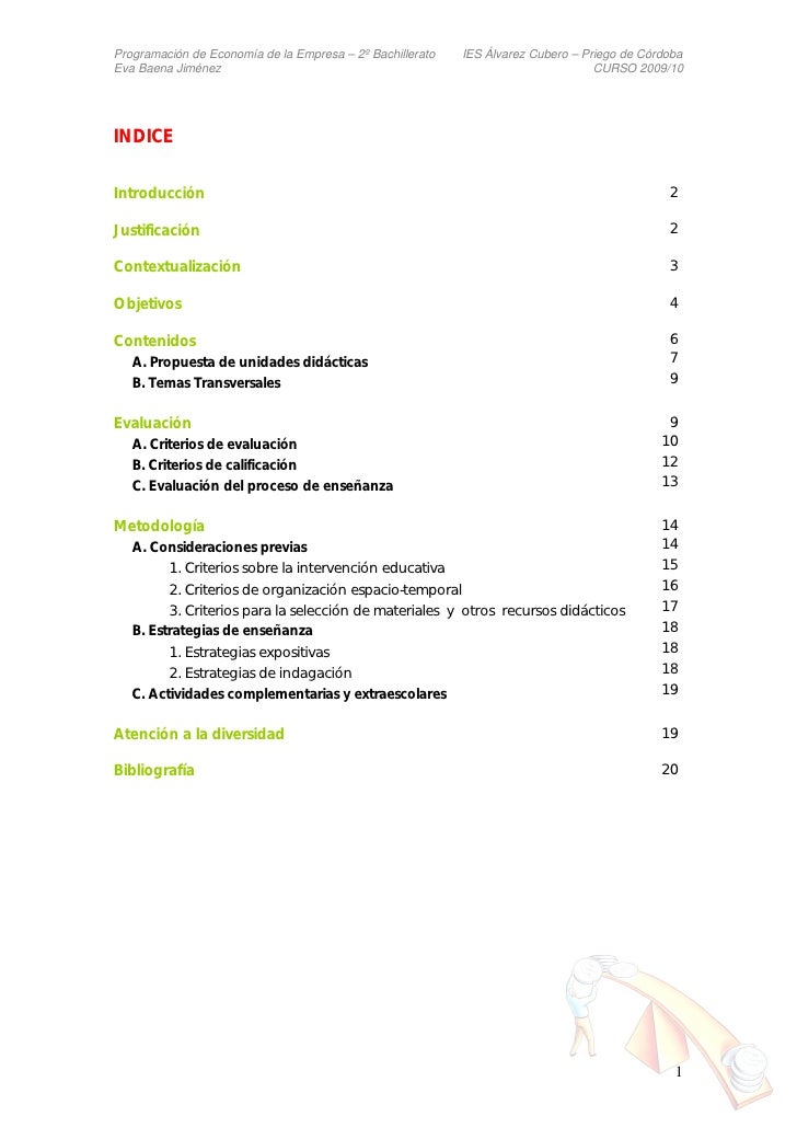 Programación Economía de la Empresa 2º Bach