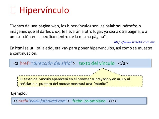 Resultado de imagen para hipervinculo en html