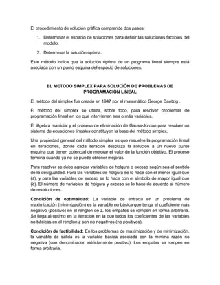 Resumen programación lineal | DOC