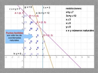 Puntos factibles
 son sólo los de
  coordenadas
   naturales




                   50
 