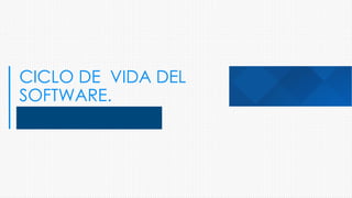 CICLO DE VIDA DEL
SOFTWARE.
 