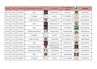 30-nov 12:30 3ª Territorial Estadio Municipal "El Pantano" C.R. La Vila "B" 
R.C. Jabalíes del 
Palancia 
APLAZADO 
29-nov...