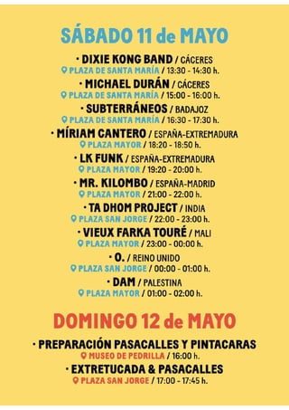 Programación del Festival Womad 2024 que se celebra en Cáceres.