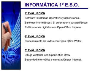 INFORMÁTICA 1º E.S.O. 1ª EVALUACIÓN <ul><li>Software : Sistemas Operativos y aplicaciones.  