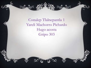 Conalep Tlalnepantla 1
Yareli Machorro Pichardo
Hugo acosta
Gripo 303