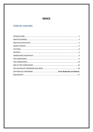 INDICE
Tabla de contenido
INTRODUCCIÓN.......................................................................................