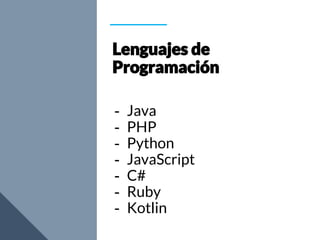 - Java
- PHP
- Python
- JavaScript
- C#
- Ruby
- Kotlin
 