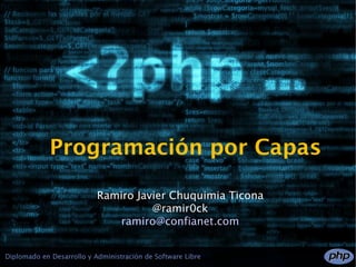 Programación por Capas

   Ramiro Javier Chuquimia Ticona
             @ramir0ck
      ramiro@confianet.com
 