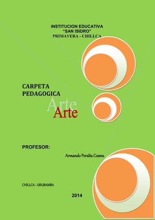1
INSTITUCION EDUCATIVA
“SAN ISIDRO”
PRIMAVERA - CHILLCA
CARPETA
PEDAGOGICA
PROFESOR:
Armando Peralta Ccama
CHILLCA - URUBAMBA
2014
 