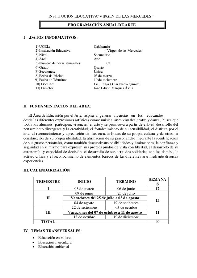 Programacion anual 1ro 5to - arte - 2014 - unidades Programacion anual 1ro 5to - arte - 2014 - unidades