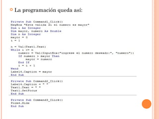  La programación queda así:
 