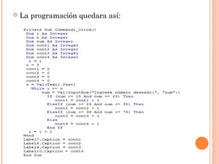  La programación quedara así:
 