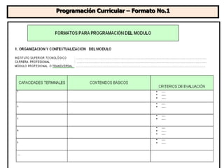 Programación Curricular – Formato No.1
 