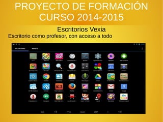 PROYECTO DE FORMACIÓN
CURSO 2014-2015
Escritorios Vexia
Escritorio como profesor, con acceso a todo
 
