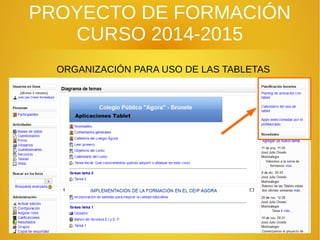 PROYECTO DE FORMACIÓN
CURSO 2014-2015
ORGANIZACIÓN PARA USO DE LAS TABLETAS
 
